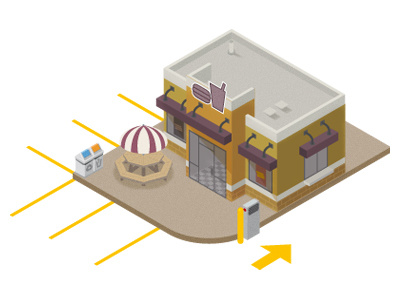 Drive Thru building isometric plumbheavy vector