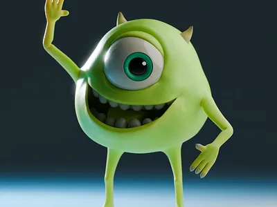 Mike Wazowski 3d animation blender character illustration mike wazowski monsters inc pixar stylized