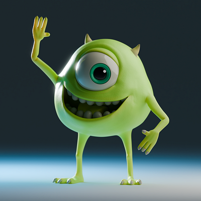 Mike Wazowski 3d animation blender character illustration mike wazowski monsters inc pixar stylized