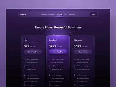 SaaS Pricing page animation figma finance fintech framer illustration magical payment pink plans pricing product design purple saas subscription ui usd web design web development webflow