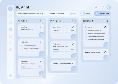 Task board admin panel branding design ui ux