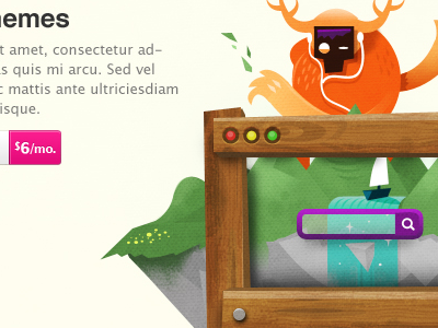 Exclusive Themes brown creature green orange pink purple sailboat search bar theme wooden browser