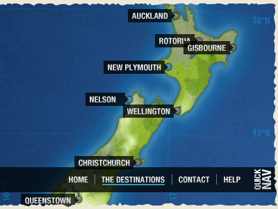 Air New Zealand map navigation texture typography