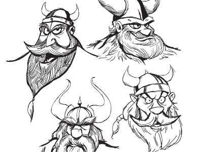 Beard Envy character design illustration sketches