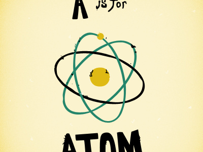 A is for Atom. flash cards illustration