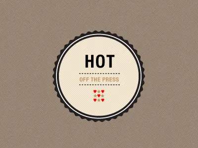 Hot Badge badge black brown circle heart helvetica retro scallop seal shapes star typography