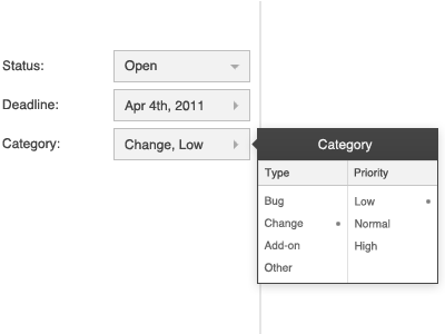 Issue status category deadline priority status ui webapp