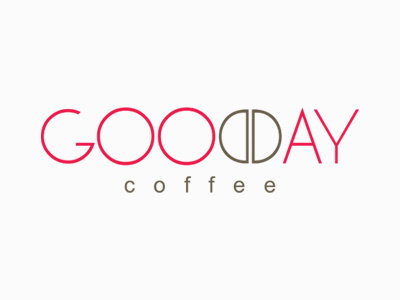 Good Day Coffee idea 2 brand branding brown grey logo red type