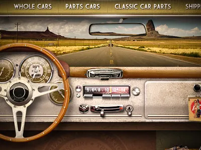 Desert Valley web site car gui menu navigation pinup web website