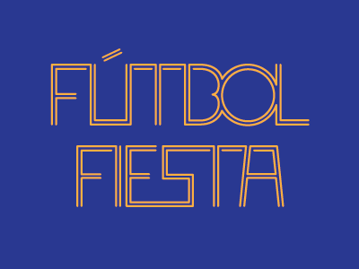 FÚTBOL FIESTA Logotype blue font logo typography yellow