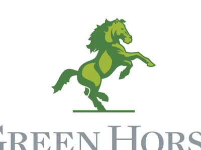 Horse green horse logo serif simplified two color type