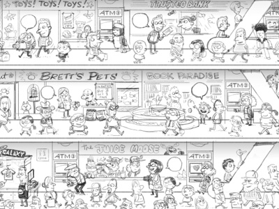 Mall Madness illustration kids puzzle