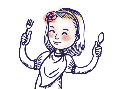 Dinner Time Watercolor brush children drawing illustrator pencil sketch vector watercolor