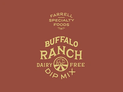 Farrell Buffalo Ranch Dip bison brand branding buffalo dairy dip dressing hand drawn hand lettering icon illustration label lettering packaging pasture ranch typography vegan vintage western