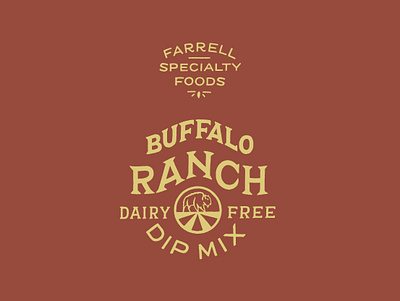 Farrell Buffalo Ranch Dip bison brand branding buffalo dairy dip dressing hand drawn hand lettering icon illustration label lettering packaging pasture ranch typography vegan vintage western