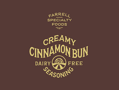 Farrell Creamy Cinnamon Bun Seasoning branding cinnamon bun dairy free dessert farm hand drawn hand lettering illustration label label design lettering midwest packaging pasture seasoning simple logo type lockup typography vegan vintage