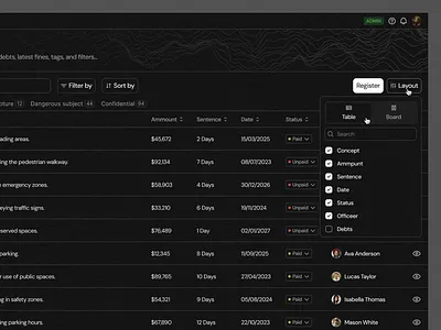 Dropdown Layout · Koala UI dark dark mode dashboard dropdown filter product design saas saas product table ui design ux design
