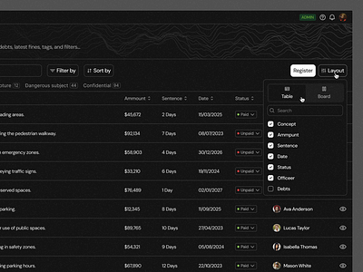 Dropdown Layout · Koala UI dark dark mode dashboard dropdown filter product design saas saas product table ui design ux design