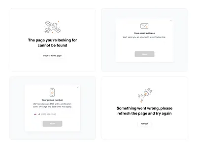 SF → [Fortuna Health] [UI] 404 app brand clean design email error icons illustration illustrations interface modal modern phone superfine ui ux web website white