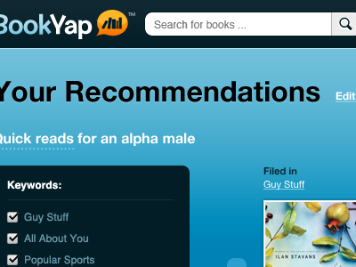 Your Recommendations interface search ui web app