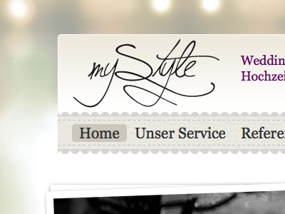 myStyle beige black box shadow calligraphic georgia gray hand written logo purple serif website