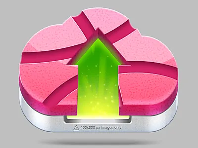 Uploaddder Icon v1 app cloud dribbbler icon image luv mac pink shot sparkle uploader