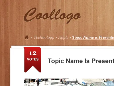 Wood Coollogo ! brown red ribbon wood