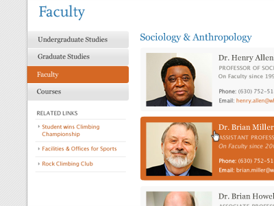 Faculty blue college css3 grey html5 orange white