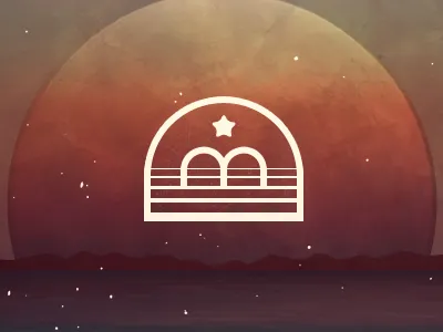 Mega horizon illustration logo mark purple red star