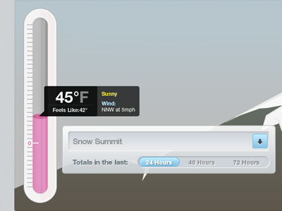 Snow Controls chart hover mountian slide snow thermometer ui ux