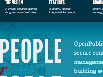 OpenPublic marketing website blue league gothic navigation website