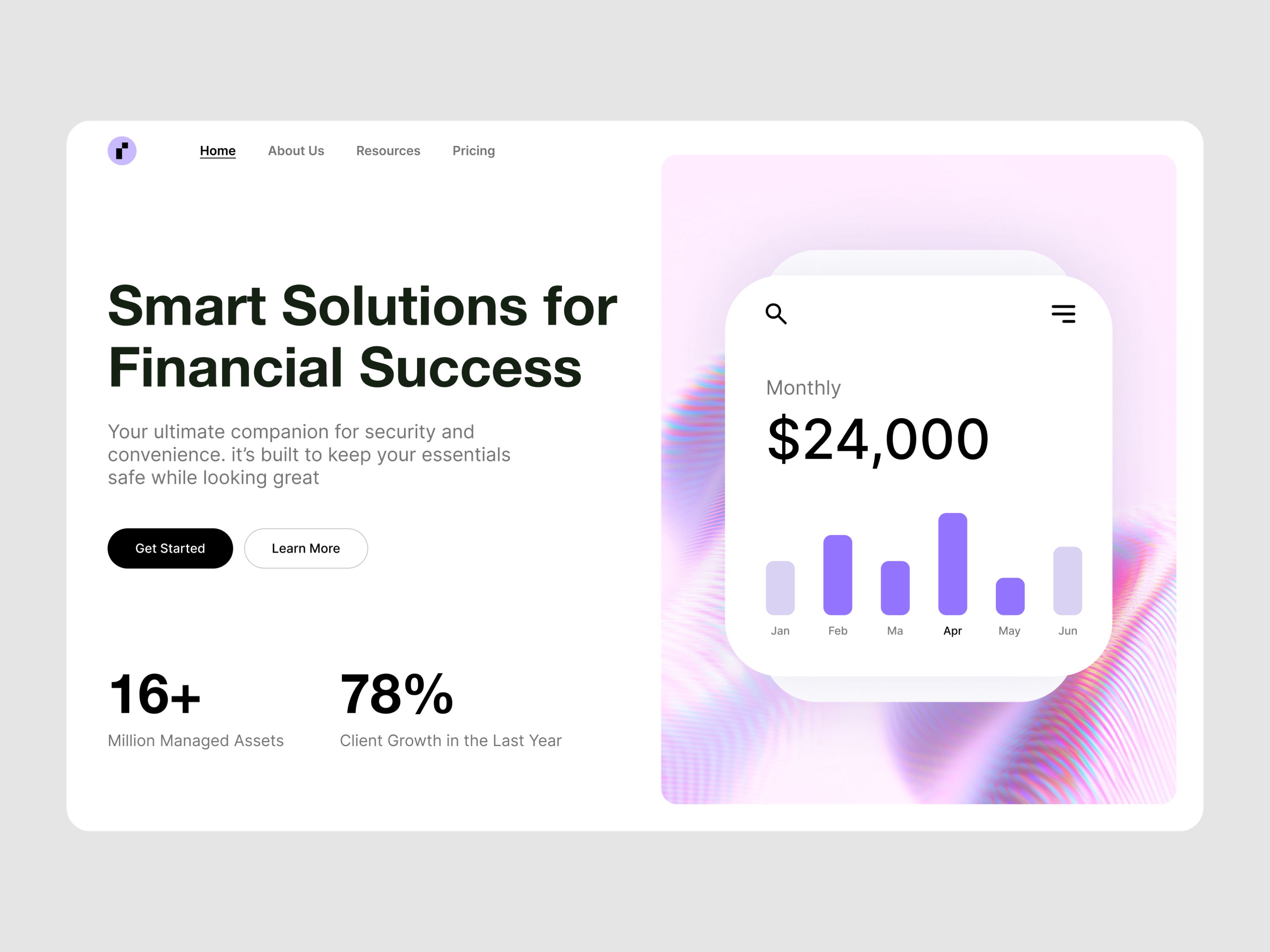 Example of Finance Landing Page