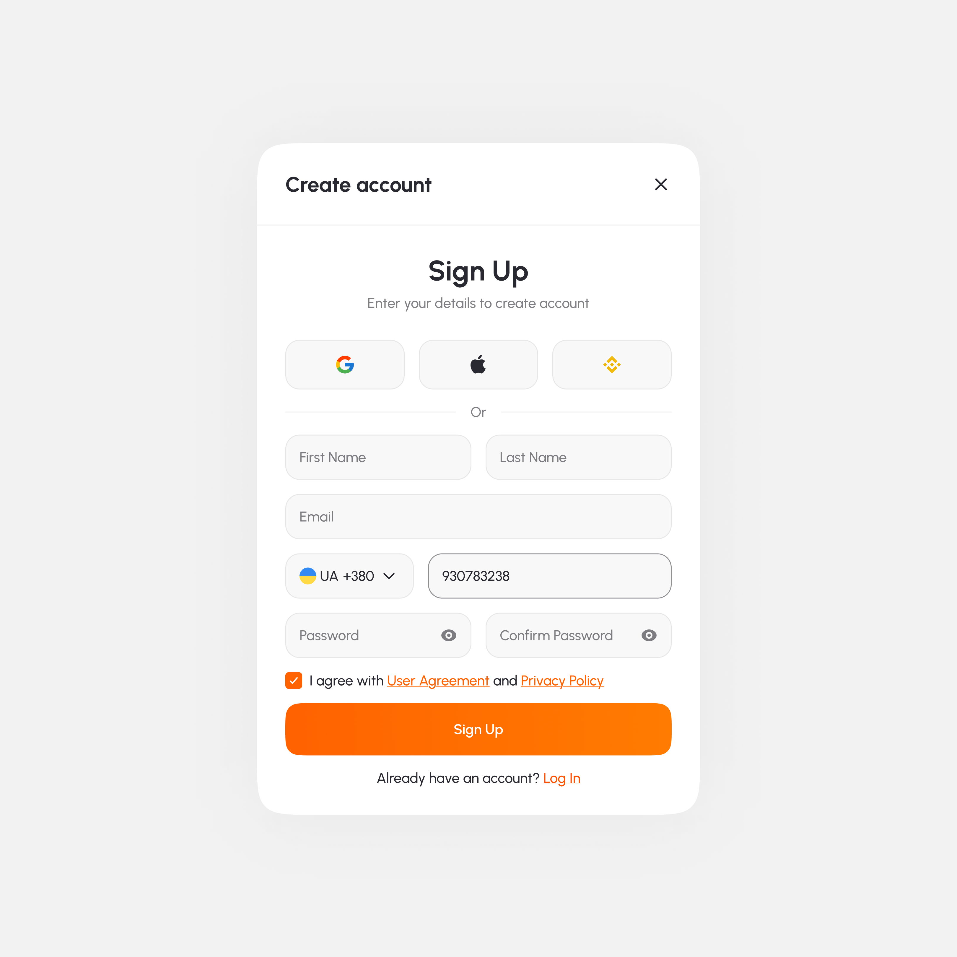 Sign Up Form - UI Design crypto signup login form login uiux minimalistic crypto design signup signup form ui design ui design uiux