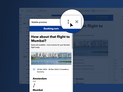 Mobile view integration in the editor view of Booking.com tool email email design figma mobile product design research tool user experience ux ux design