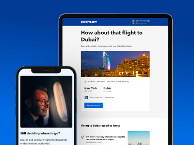 Flight email journey: pre-booking experience for Booking.com email flights marketing travel ux ux strategy