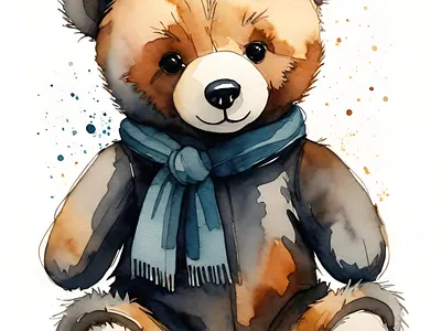 Cuddly Teddy Bear bear cuddle cuddly illustration plush plushie teddy teddy bear toy toys watercolor