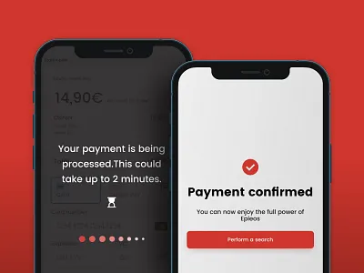 Payment confirmation page for Epieos.com cybersecurity finances mobile osint payment saas subscribe ui ux