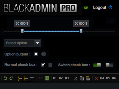 Black Admin Pro admin black check box map preview pro slider