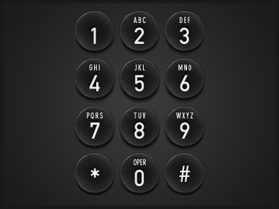 Phone Number Pad black button phone white