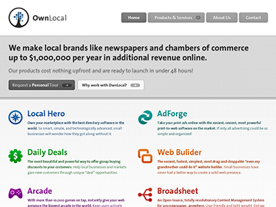 OwnLocal Design V2 blue button grey ownlocal pictos