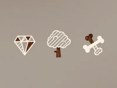 Symbols bones diamond icons symbols tree wood