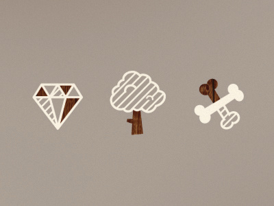 Symbols bones diamond icons symbols tree wood