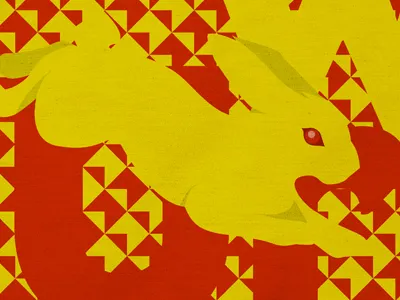Rabbit - working on some artwork 2 color illustration rabbit red urban wildlife yellow