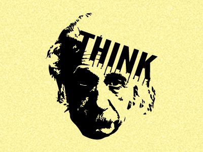 Think albert einstein black drip league gothic monochrome noise stencil think yellow