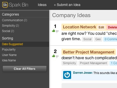 SparkBin Interface clean css3 dark interface