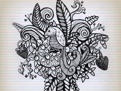 Linework Doodle drawing flora flowers leaves