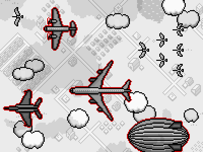 Revised Game Sprites airplane black clouds game iphone pixel video game white