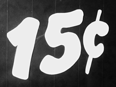 15 cents hand painted money numbers sign