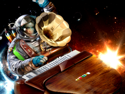 StarTrack astronaut cosmonaut gisterson illustration phonograph space