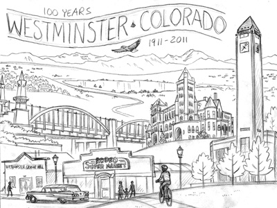 Westminster, Colorado Sketch illustration poster design